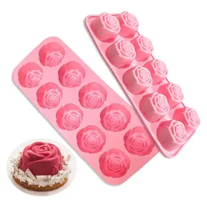 2pcs 20-Cavities Pink Rose Shape Chocolate Silicone Molds | Food Grade Oven Safe Non-Stick Baking Molds | Easy Release & Clean for Candy Chocolate Cake Dessert Making | Ideal for Mother's Day Valentine Party Home Baking Dessert Decor
