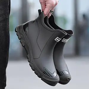 Men's Durable Ankle High Water Boots, Water Proof Rain Boots For All Seasons Rainy Day Outdoor Street Walking Gardening wellies