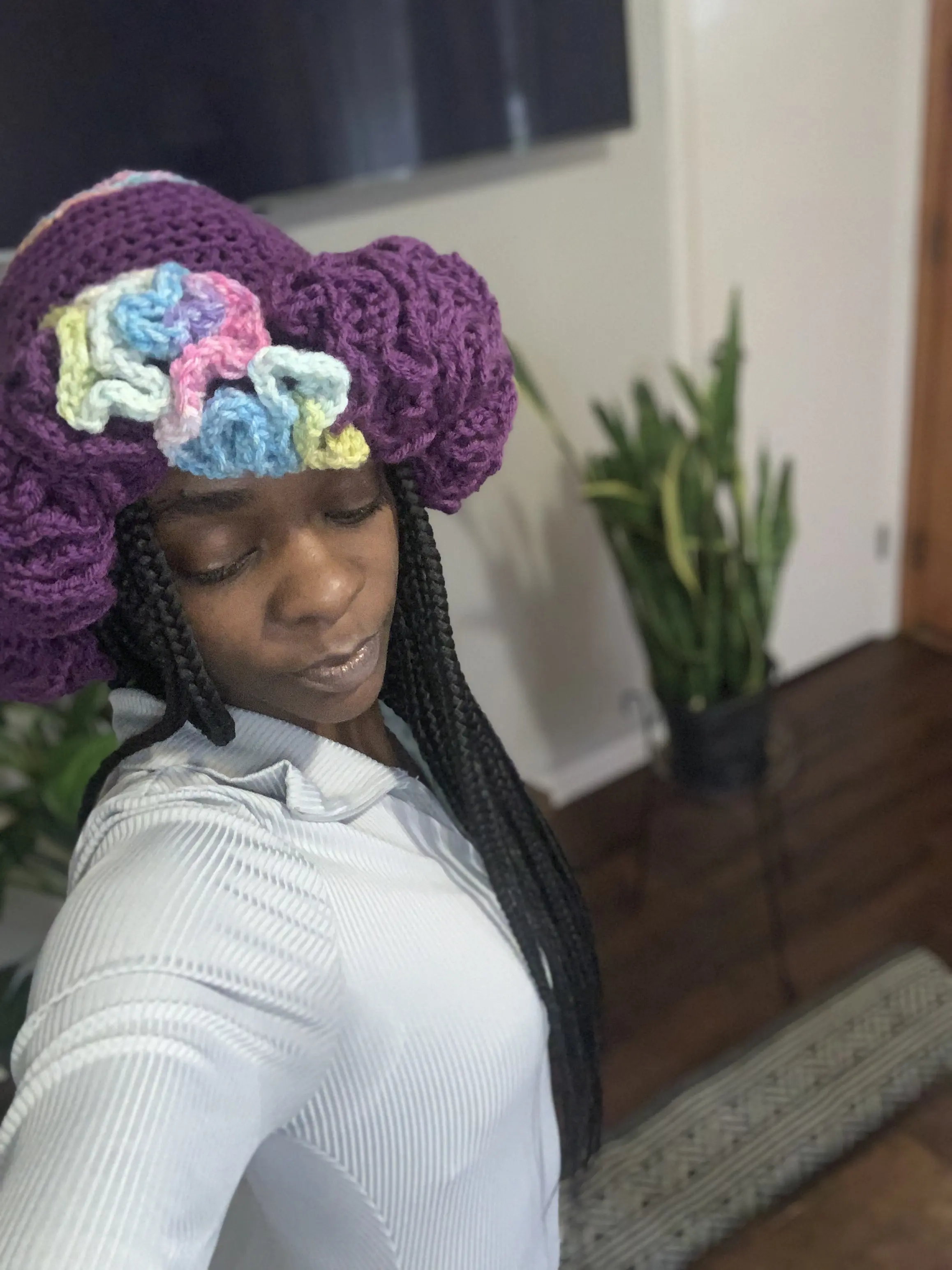 Mixed Berry Flapper Girl Crochet Ruffle Hat
