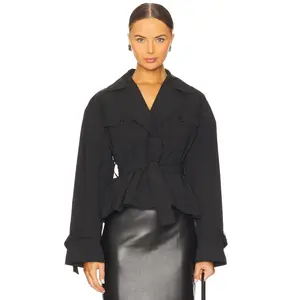 LAMARQUE Quinn Cropped Trenchcoat in Black