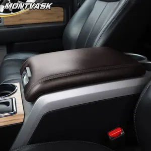 CROSSDESIGN Fit For 2009-2012 Ford F-150 Platinum Edition - Leather Center Console Lid Cover, Brown
