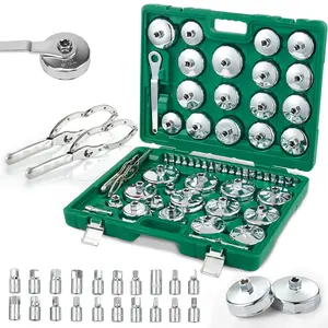 Auto Oil Filter Socket Set, 58 PCS, Wrench Set, Cup Type 1/2 inch Drive Cap Removal Tool, with Drain Plug Socket Set/Adjustable Wrench/Drive Wrench. Heavy Duty Hardware