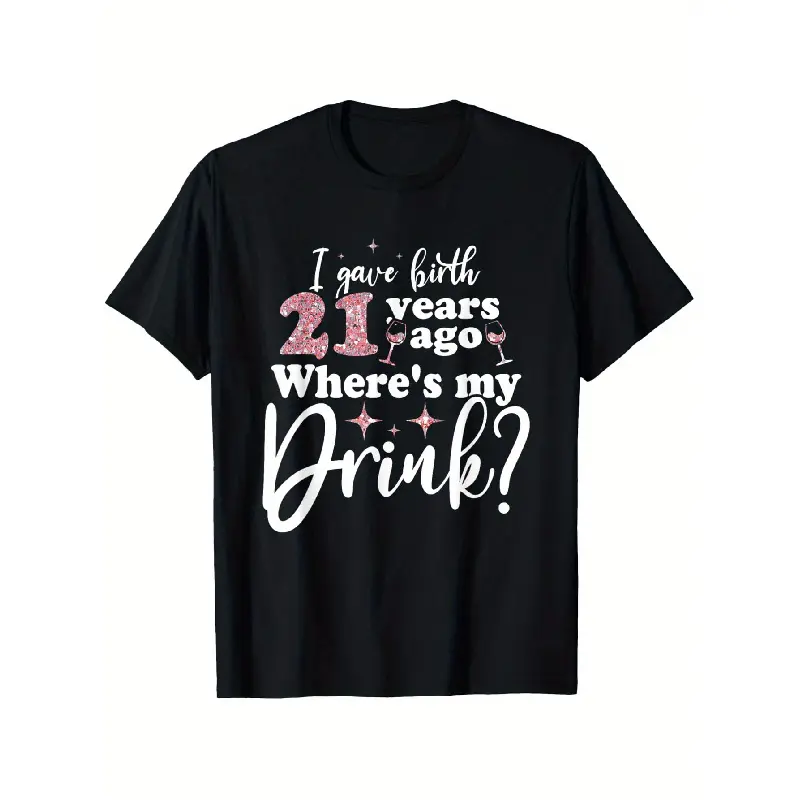 Vintage Streetwear T-Shirt for Men, Shortsleeve Funny Slogan Graphic Top with Moderate Stretch, Casual 21st Birthday Gift
