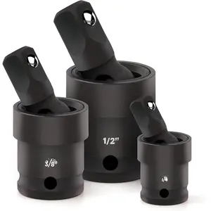 Impact Swivel Socket Set - 1/2, 3/8, and 1/4 Swivel Socket Set - Universal Joint Socket for Hard-To-Reach Angles -  Cr-Mo Steel Flexible Socket Extension Set - Rust Resistant -