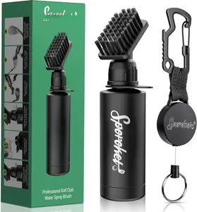 Pro Golf Club Brush Cleaner with Multi Purpose Heavy Duty Retractable Clamp and Squeeze Bottle for 4 oz of Water,  Golf Accessories for Men