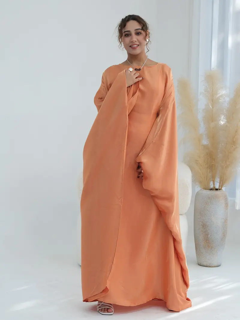 knee length dresses for ladies Floral print maxi dress, long sleeve plus size dress, Muslim clothing, –  ScarfTurbanHijab main image 1
