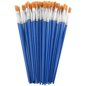 100 Pcs Flat Paint Brushes,Small Brush Bulk for Detail Painting,Nylon Hair Brushes Acrylic Oil Watercolor Fine Art Painting for Kids,Children,Students,Starter,Teens, Adults, Artist