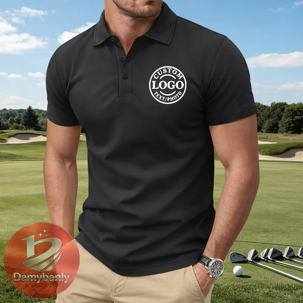 Custom Men'S Polo Shirt, Design Your Own Custom Photo Polo Shirt, Suitable for Family Customization, LOGO Customization, Breathable Fabric, Ideal for Business and Leisure, Golf, Tennis, Casual Style, All-Season Wear-Men's POLO Shirts - Ideal Holiday Gifts
