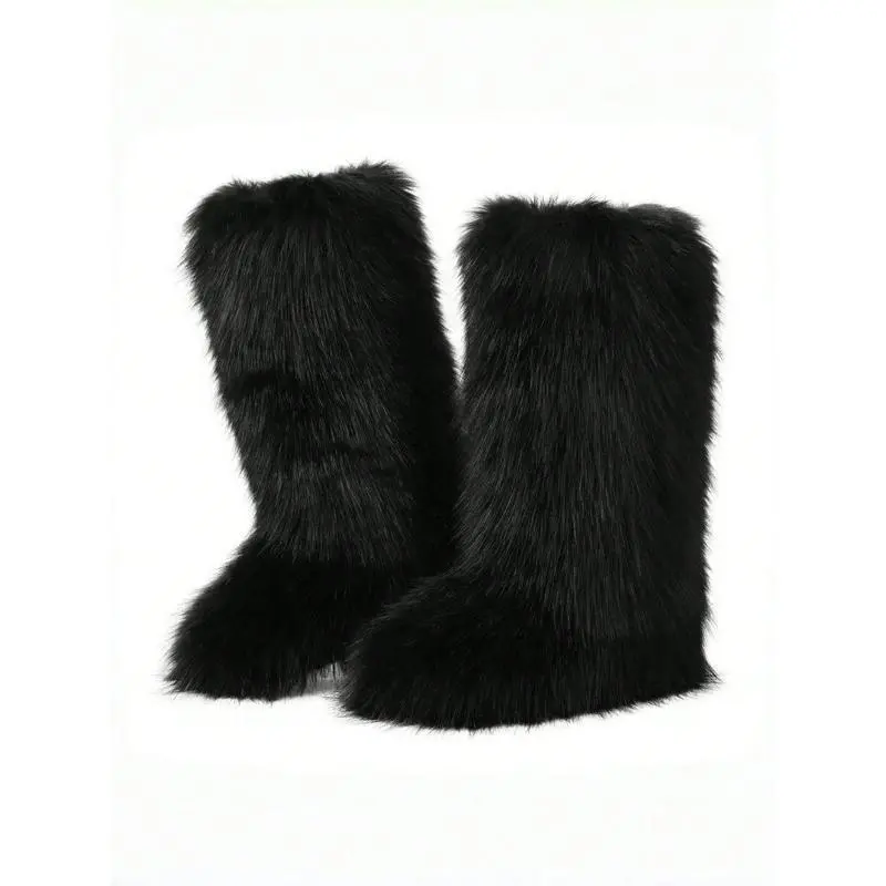 2025 Winter Knee High Boots Pull-On Faux Fur Boots Furry Fluffy Round Toe Fashion Boots For Women Suede Comfy Plush Warm Knee High Boots Outdoor Indoor Flat Shoes Party Dressy Women Winter Autumn Fall Boots 2025 Winter Knee High Boots Pull-On Faux Fur Boots Furry Fluffy Round Toe Fashion Boots For Women Suede Comfy Plush Warm Knee High Boots Outdoor Indoor Flat Shoes Party Dressy Women Winter Autumn Fall Boots