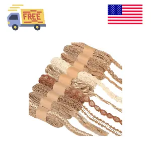 9 Rolls Natural Burlap Lace Ribbon Trim,18 Meters Jute Craft Ribbon