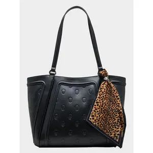 Betsey Johnson SKULLICIOUS TOTE WITH SCARF BLACK