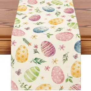 1PC Spring and summer style  Easter Eggs Table Runner, Spring Egg Floral Holiday Kitchen Dining Table Decoration for Easter Home Decor 13x72 Inch