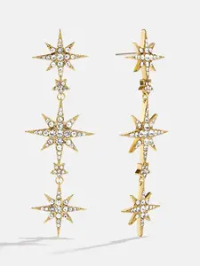 Venus Celestial Statement Earrings - Gold/Pavé