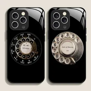 Funny Retro Rotary Dial Pattern Tempered Glass Phone Case for IPhone 17 16 Pro Max 16 15 14 Plus 13 12 Mini 11 X XS MAX XR Cover