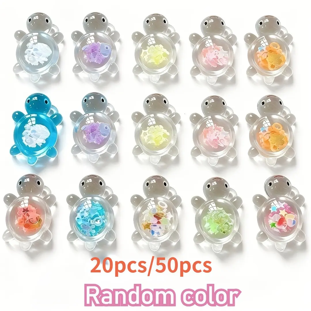 20/50 Piece Glow-In-The-Dark Turtle Charms, Acrylic Fluorescent Material, DIY Jewelry Making, Keychains, Necklaces, Indoor Outdoor Decor, Marine Life Charm, Trinkets