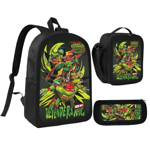 Teenage Mutant Ninja Turtles Backpack With Lunch Box Pencil Case 3 In 1 For Boy Girl Teen Schoolbag Lightweight Large Capacity 600D Oxford Cloth Adjustable Straps Comfortable Mesh Back Cushioning backpack goals-B