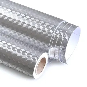 OUXON Cube Texture Peel-and-Stick Aluminum Foil Liner - Oil-Proof, Waterproof, Moisture-Proof, Heat-Resistant for Kitchen Backsplashes, Cabinets & Drawers