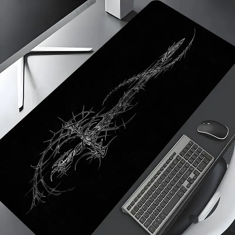 Gothic Thorned Cross Pattern Mouse Pad, Large Gaming Mouse Pad, Aesthetic Desktop Decoration Protective Pad, Non-slip Rubber Pad for Laptop, Desktop Computer Games, Gaming Mousepad, Gaming Desk Mat, Gaming Desk Accessory, Computer Desk Accessories