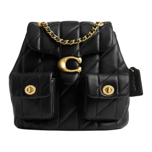 COACH Tabby 22 Quilted Lambskin Backpack with Metal Logo for Women