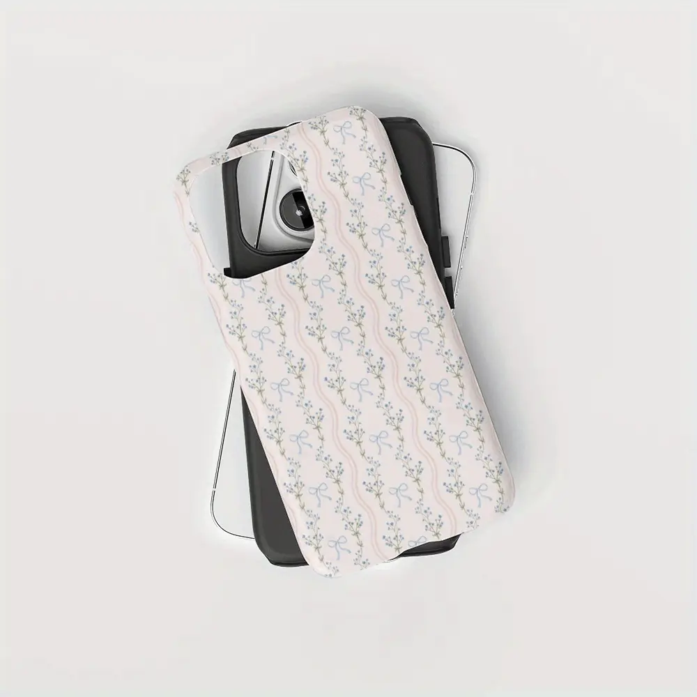 Floral Bow Phone Case 2-in-1 Sturdy Durable Shockproof for iPhone 15 14 13 12 11 Pro Max Plus Galaxy S25 S24 S23 Ultra Stylish Protective Case Perfect Birthday Gift