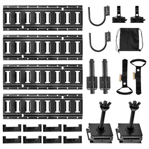 VEVOR E-Track Tie-Down Rail Kit, 4 Pack 1.3 ft E Track Rails, 2 U-Shaped Hooks, 2 Tool Holders, 2 Track Shelf Brackets, 2 Tire Holders, 2 Cable Storage Rings, 8 End Caps & 1 Bag, Fit for Vans Trailers, Steel, Cargo Secure