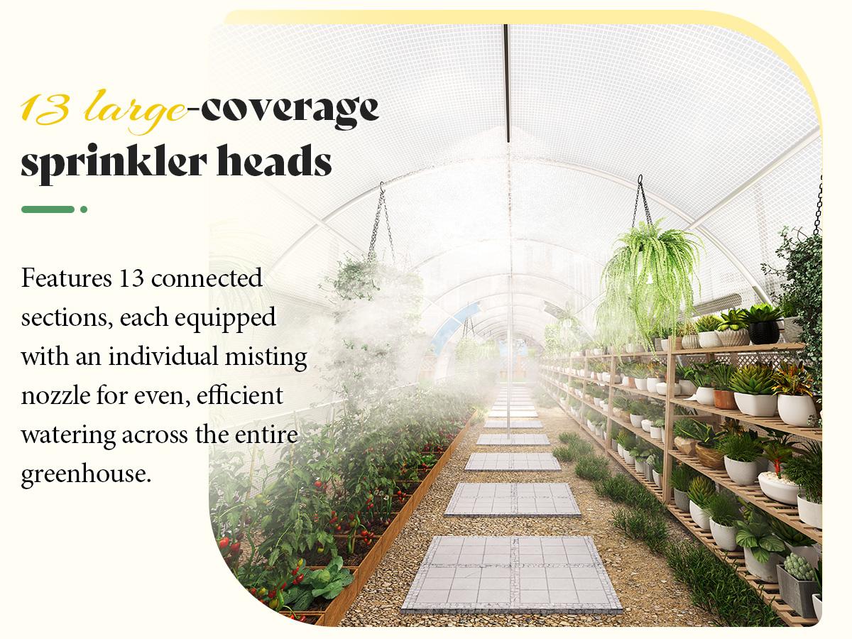 [Ships in 2 Boxes] VanAcc 34x10x7 FT Large Walk-in Tunnel Greenhouse for Outdoors with Watering System 2 Zipper Rolling Doors, Heavy Duty Greenhouse Enhanced Galvanized Steel Frame 14 Windows