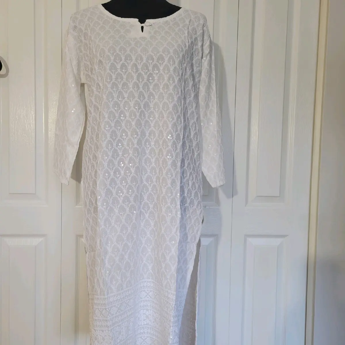Chikankari kurthi with water sequence work Chikankari kurthi with water sequence work