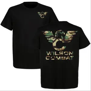 Wilson Combat Camo Eagle T-Shirt Tactical Military Graphic Tee Mens Streetwear Gun Enthusiast Shirt Veteran Style USA Apparel