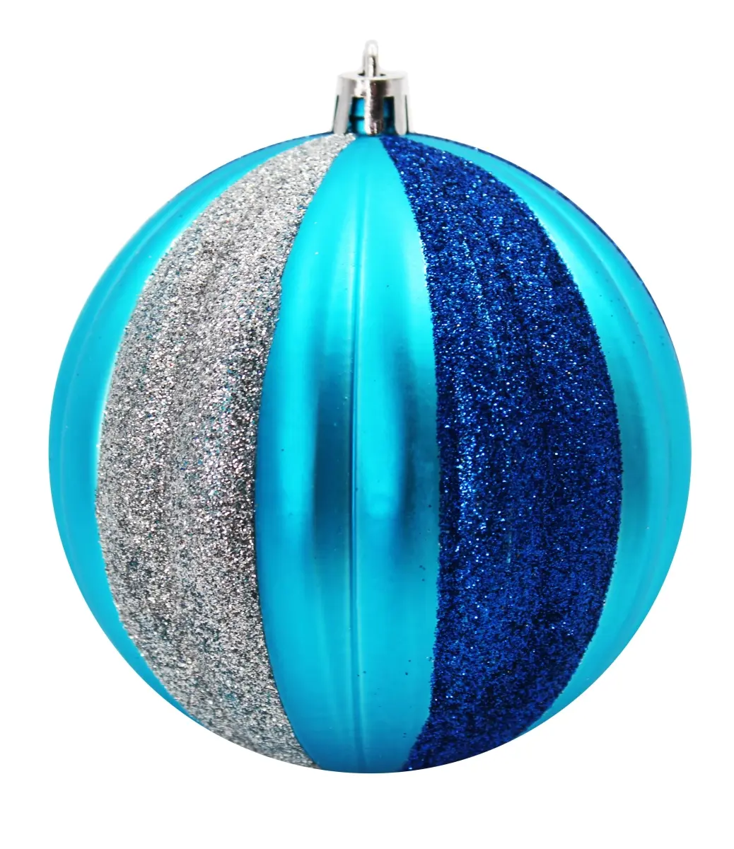 212 MAIN Shatterproof Shimmering Round Christmas Ball Ornaments - 12-Pack, Blue/Aqua/Silver Decorative Holiday Home Supplies for Home, Party Use