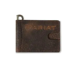 Ariat Men’s Bullhide Embossed Leather Money Clip – Western Slim Wallet