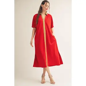 Red Stripe Midi Dress