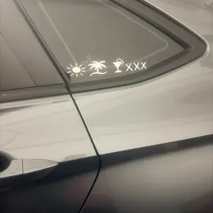 Car Window Decal with Sun Palm Tree and XXX Design for Vehicle Personalization