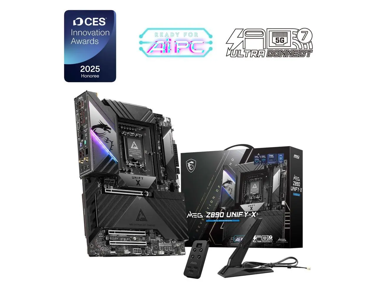 MSI MEG Z890 UNIFY-X Motherboard, ATX - Supports Intel Core Ultra Processors (Series 2), LGA 1851 - 110A SPS, DDR5 Memory (9600+ MT/s OC), PCIe 5.0 & 4.0 x16, M.2 Gen5, Thunderbolt 4, Wi-Fi 7, 5G LAN