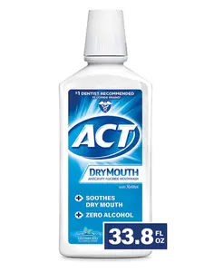 ACT Dry Mouth Anticavity Zero Alcohol Fluoride Mouthwash, Soothing Mint, 33.8 fl. oz. Oral Menthol