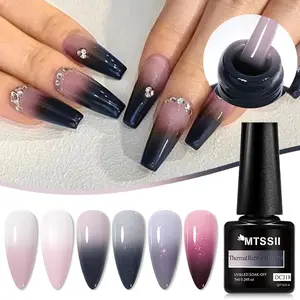 MTSSII 6 Colors Gel Polish Kit Temperature Mood Changed Pink Nude Black Soak Off UV/LED Color Changing Gel Nail Polish Set Nail Care Manicure Nail Art Salon DIY at Home