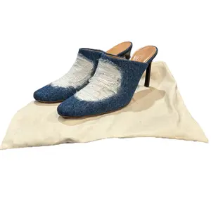 Loewe Ripped Denim Mules Highhels Size 8.5 US 39 EU