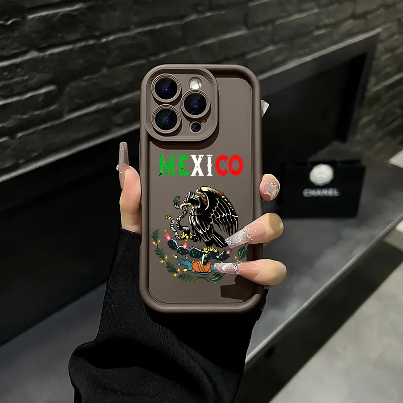 Mexico Letter Eagle Ethnic Totem Phone Case, Vintage Latin Culture Print Cover for iPhone 17 Air 16 Pro Max 15 14 Plus 13 12 11 Plus XR XS Samsung Galaxy S26 Ultra S25 Ultra S24 S23 S22, Shockproof Durable Protective Case, Unisex Cultural Cover for All, S