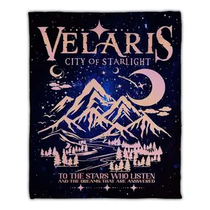 Acotar Halloween Throw Blankets for Book Lovers,  Readers, Court of Dreams Blanket, Velaris City of Starlight Fleece Blanket for Home Couch Decorations