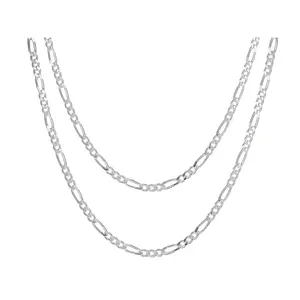 JTV Sterling Silver 1.7mm 20 & 24 Inch Figaro Chain Set Of 2