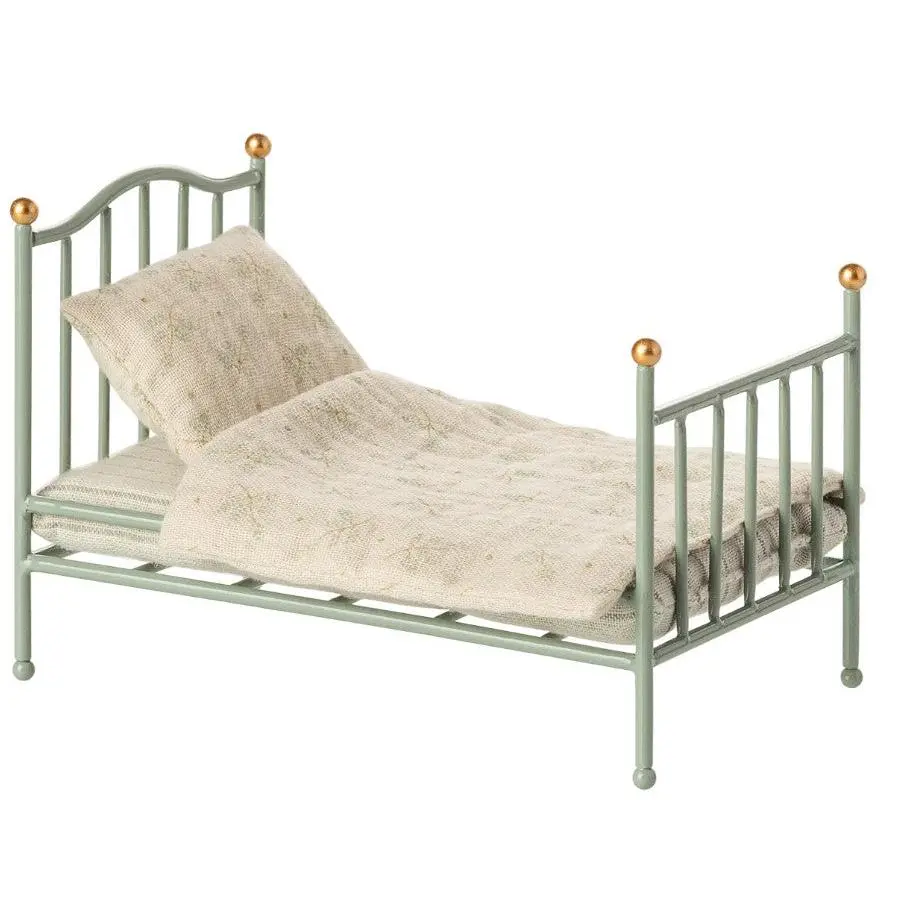 Maileg Vintage Single Bed, Mouse - Mint