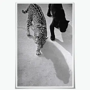 Vintage Black and White Wall Art Trendy Panther Posters Prints Leopard Canvas Print Fashion Cheetah Poster Picture Feminist Room Decor for Office Bedroom Dorm 16x24inch Unframed