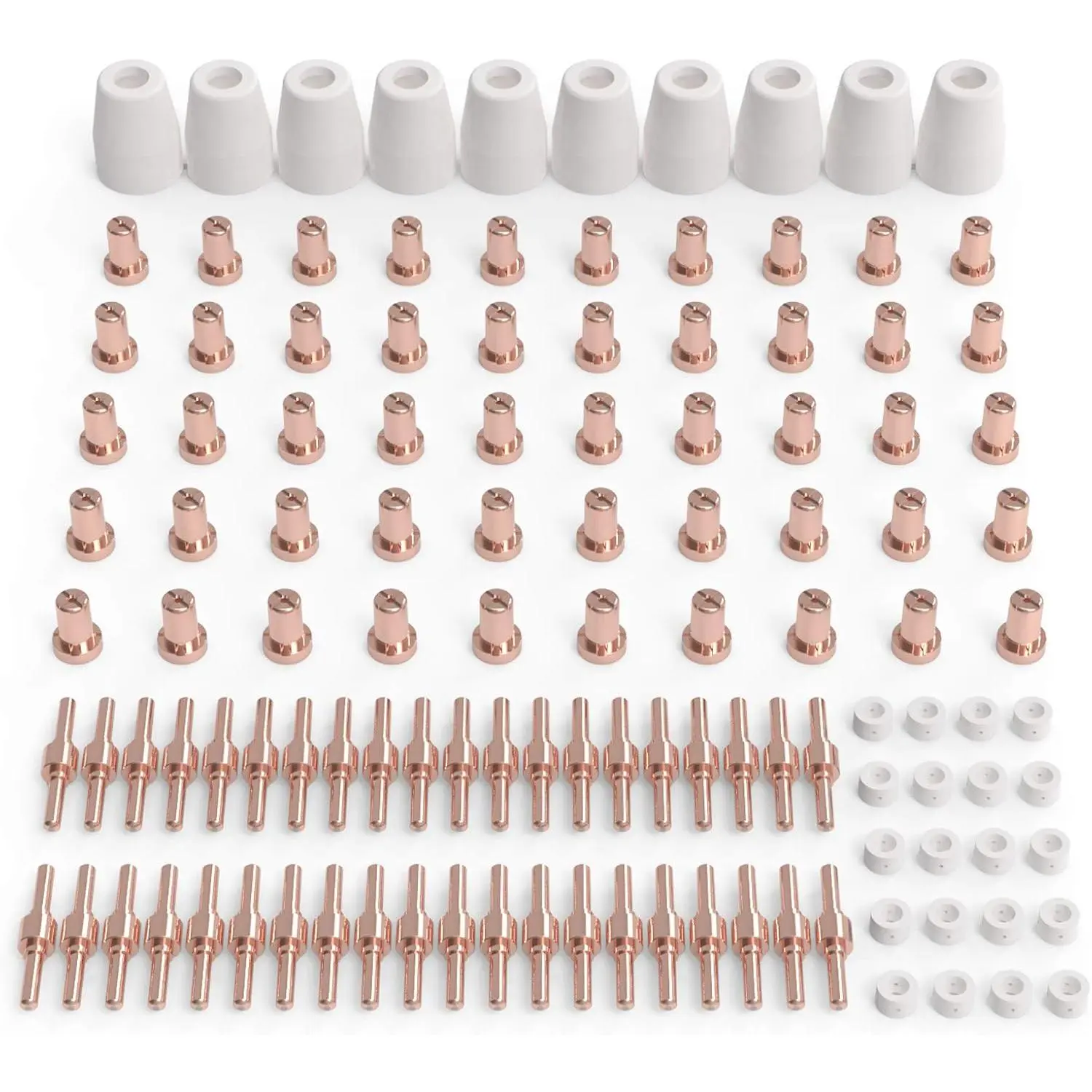 110 Pcs Plasma Cutting Consumables Fit Cut40 50 with Plasma Cutter Torch PT31 LG40, Cutting Machine, 50 Pcs Tip, Extended Shroud Shield