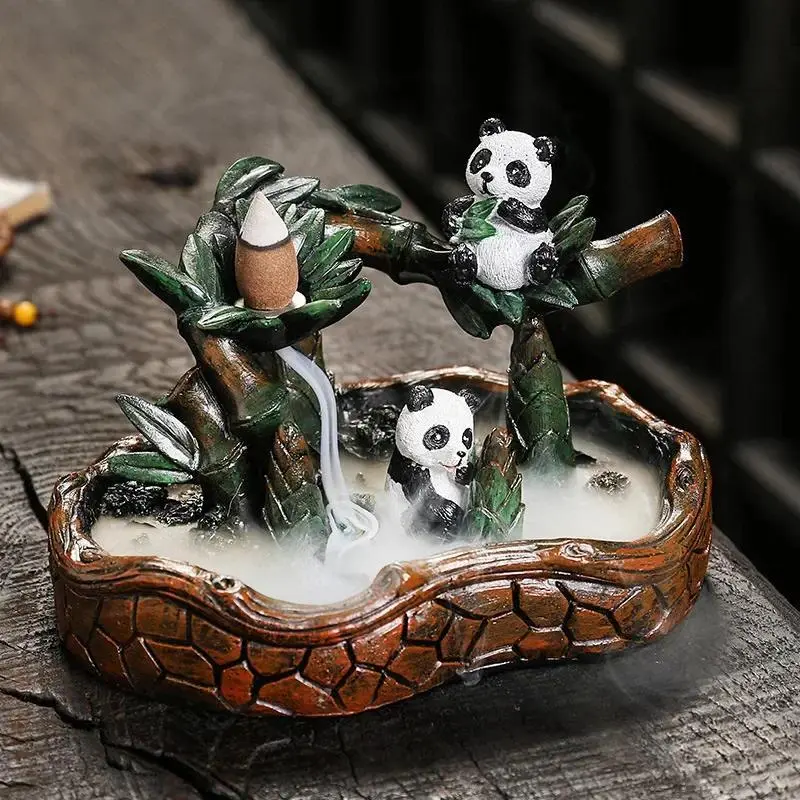 Creative Panda Design Backflow Incense Burner, Bakhoor Incense Burners, 1 Count Incense Censer without Incense, Home Decor Ornament for Living Room Bedroom Office, Freshener, Aromatherapy Scent Diffuser