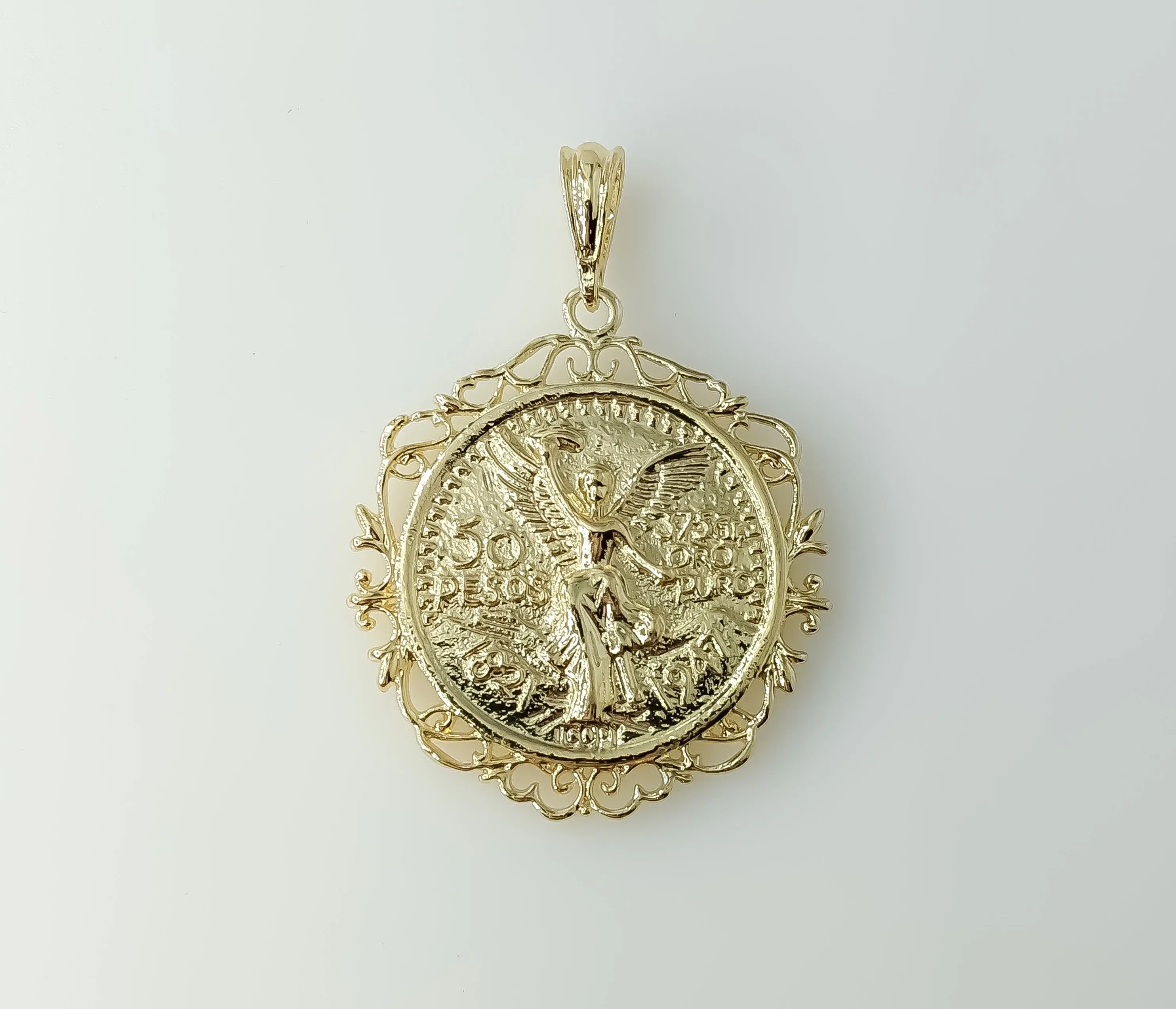 Plated Large Mexican Centenario Double Sided Pendant