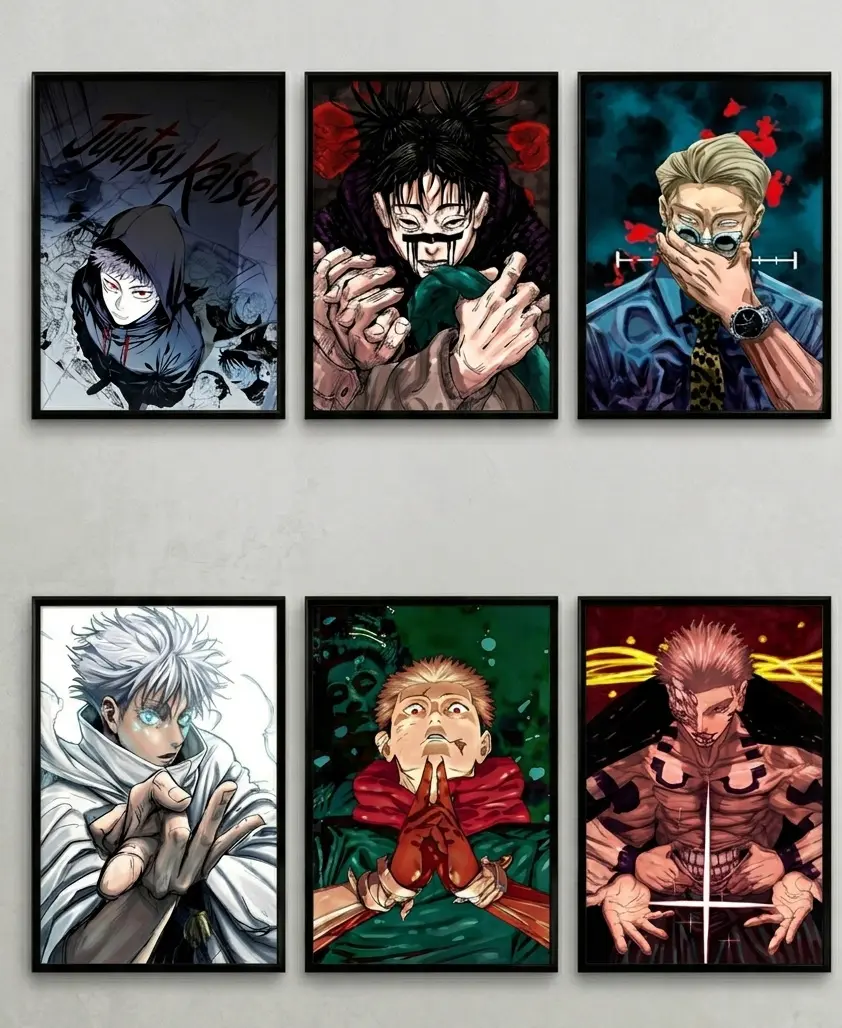 Jujutsu Kaisen Anime Wall Art Sukuna Gojo Itadori Poster, Eco-Friendly Material Premium Quality Print, Optional Black Frame, Gallery Canvas Wrap or Frameless Poster, Perfect Room Decor Fan Gift