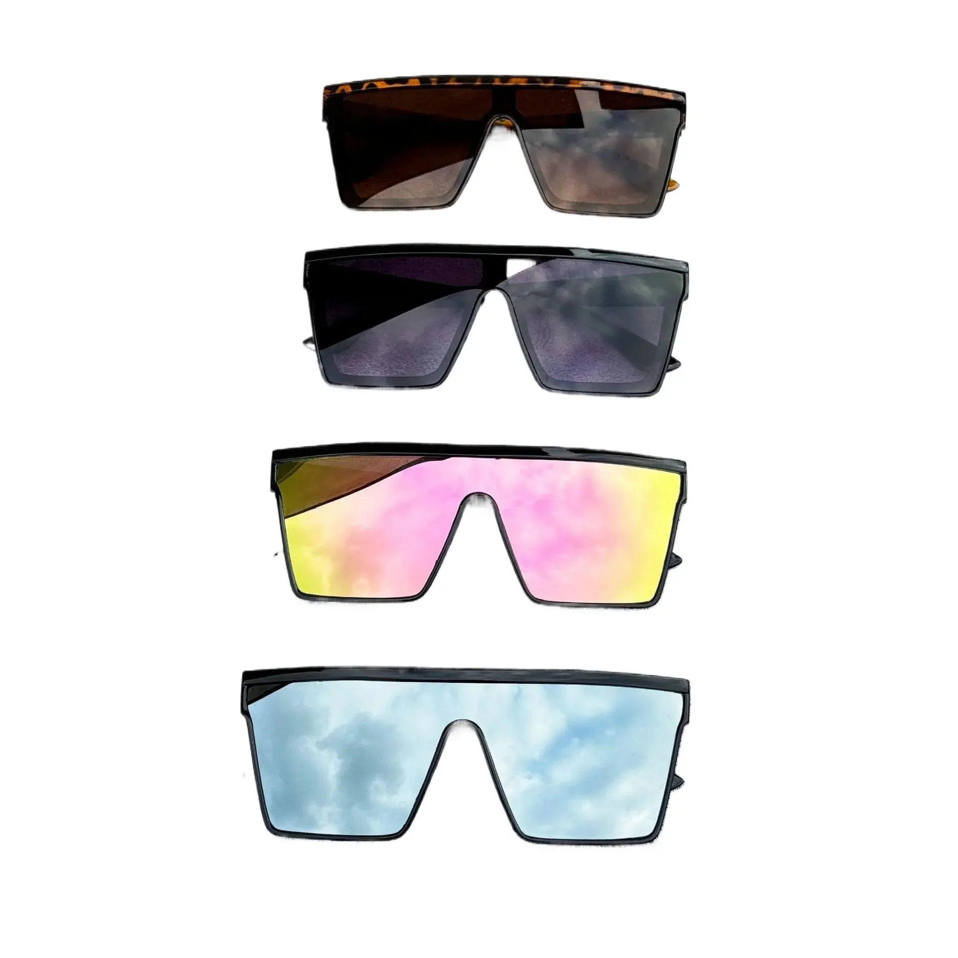 4-Pack Retro Shield Sunglasses, Unisex Full Rim Edgy Sports Eyewear with Mirrored Gradient UV400 Lenses for Festivals, Uv Protection, Retro Look, 4Pcs, Shield Sunglasses Sports Eyewear, Mirror Lenses Sports Eyewear