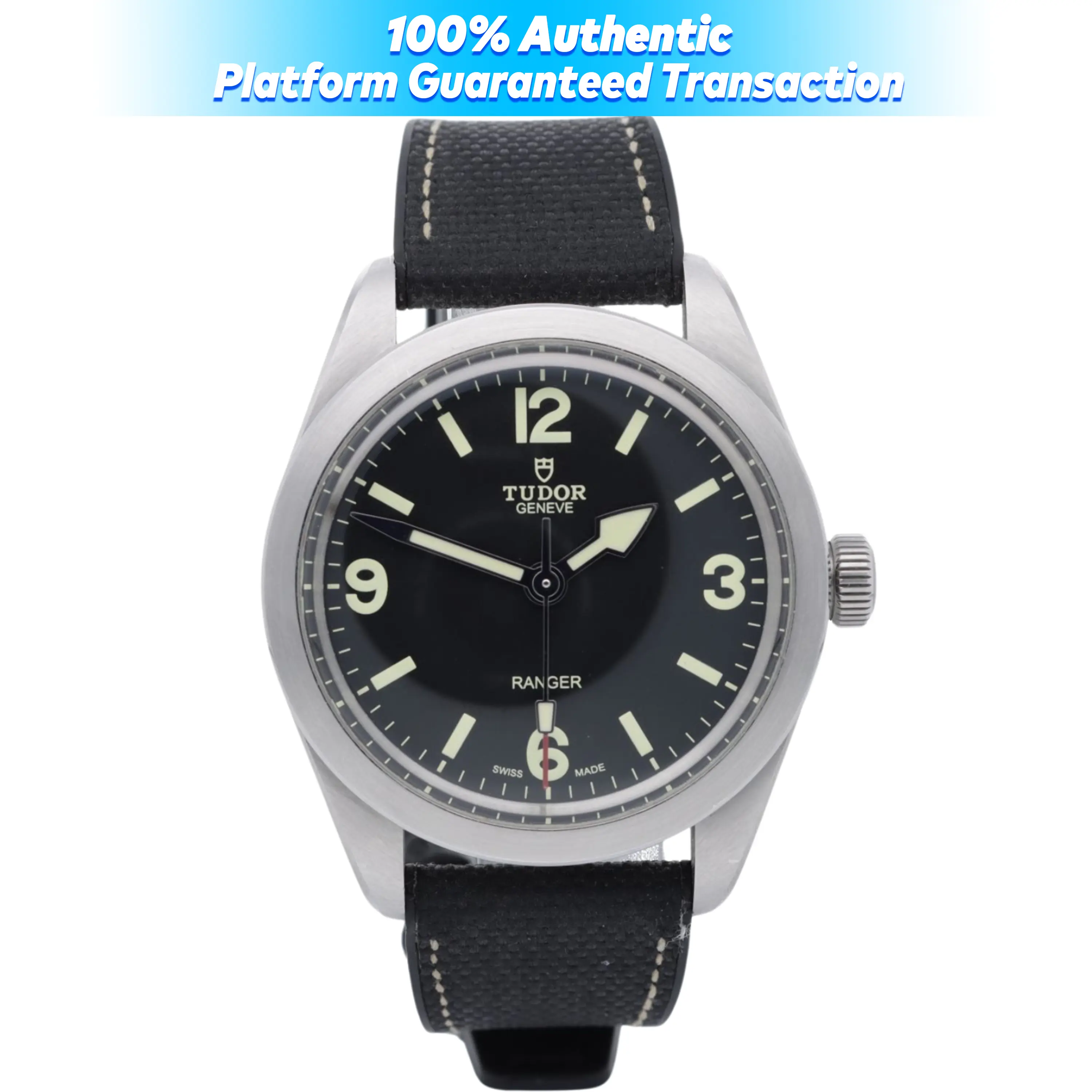 Tudor Ranger 39mm Steel Black Dial Rubber Strap m79950-0002/7846
