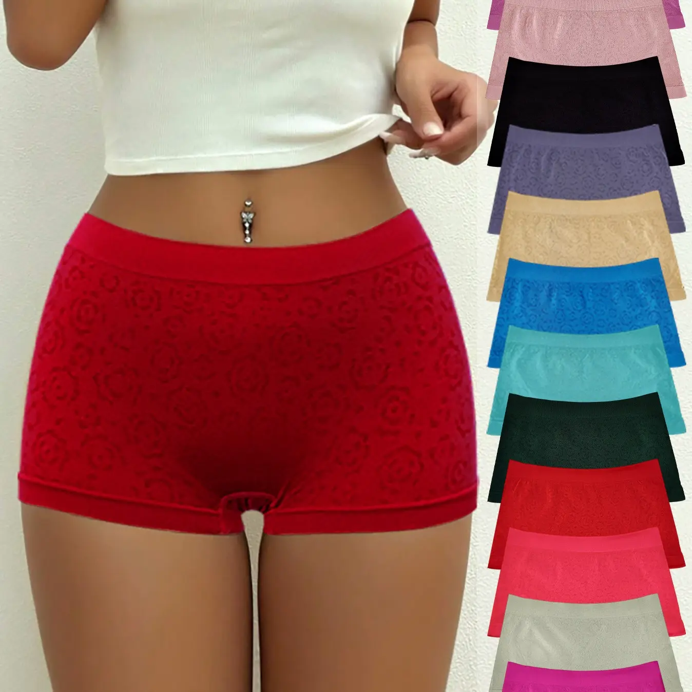 Comfortable Women's Boxer Shorts, 12 Seamless Low Waisted Style, Hip Lifting Design, Free & Light Fabric Ideal for Everyday Wear SpringStatements