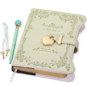 B6 Refillable Notebook for Girls with Lock and Keys, 360 Gold Edged Pages Journal for Women, with Pen and Bookmark - Great Gift Ideas