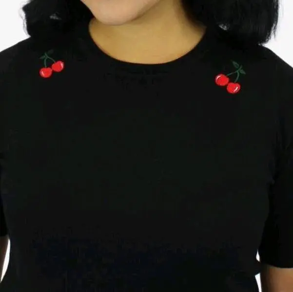 Red Cherry Black Rockabilly Top